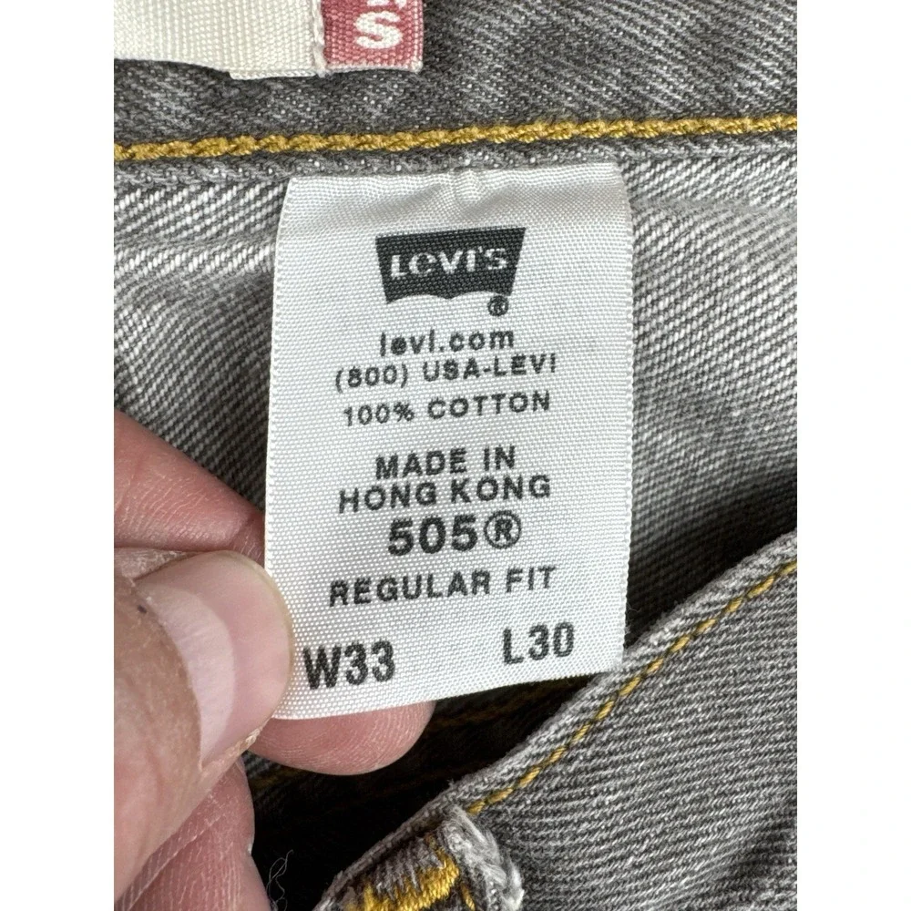 Levi's 505 Regular Fit Jeans Gray Wash Straight Leg Denim 33x30